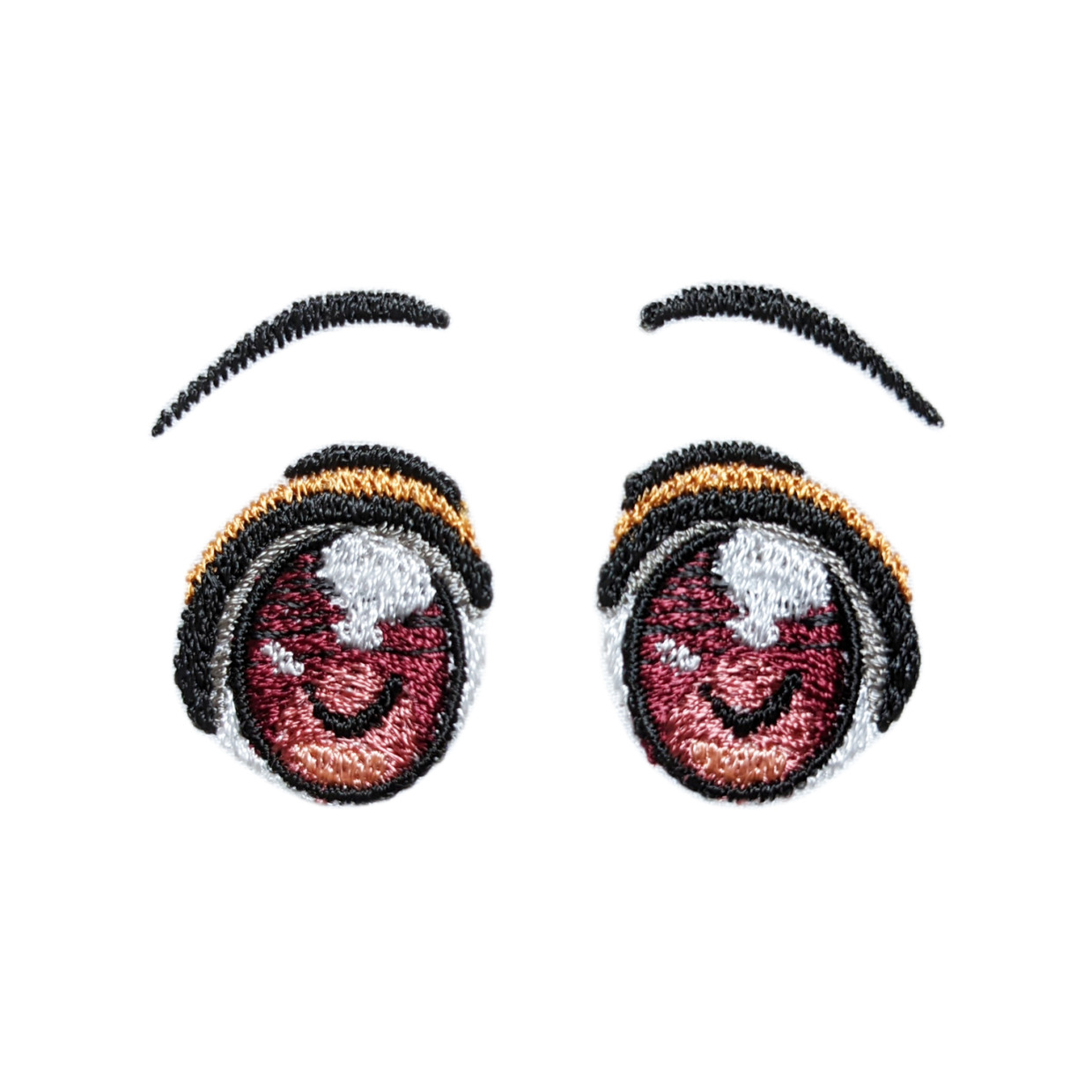 目の刺繍ワッペン（赤紫）　シール・アイロン両用　＜Mサイズ＞　[商品コード：3A0101M]